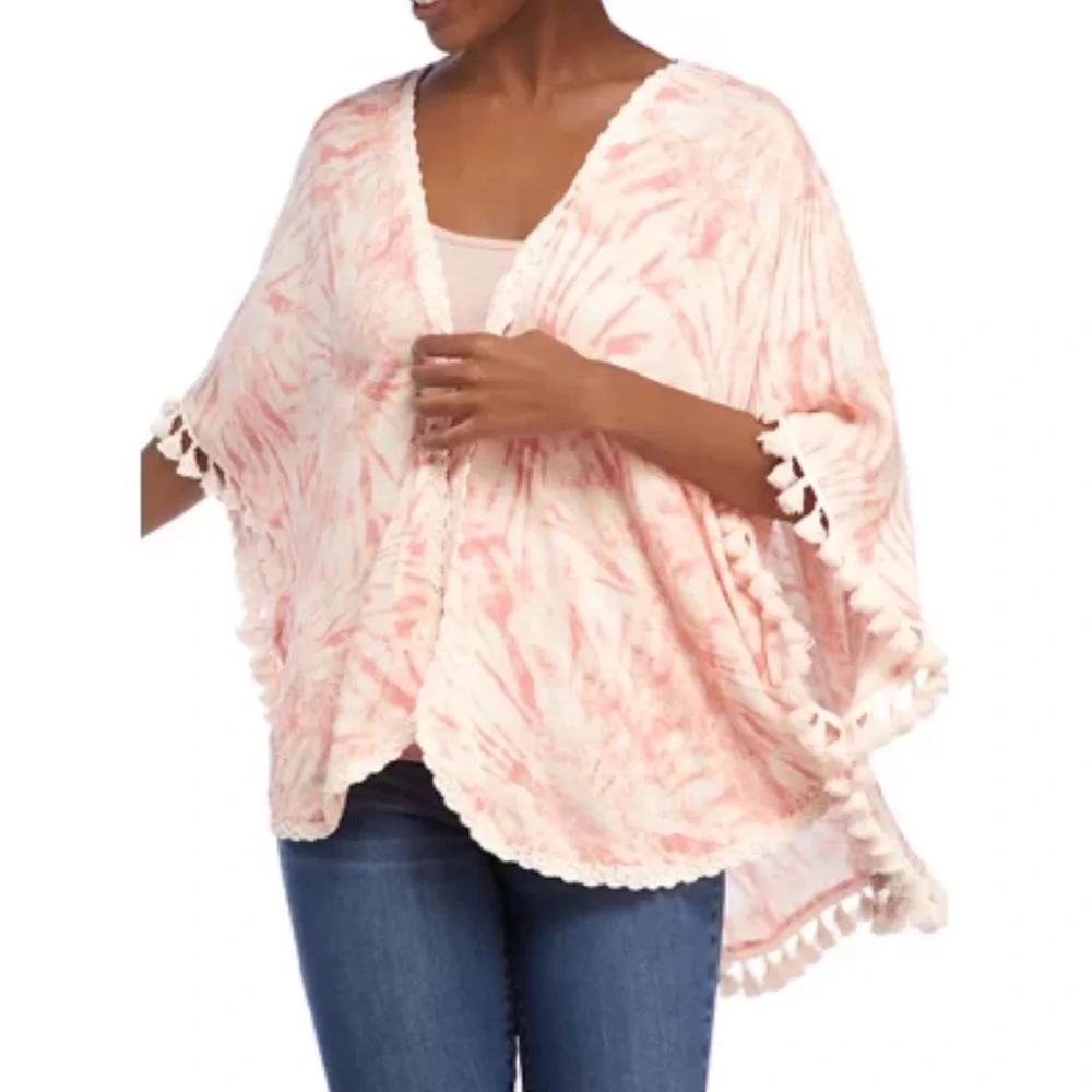 NWT New Directions size L/XL open front printed kimono - Picture 1 of 6